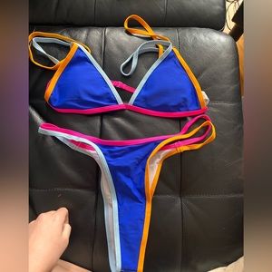 Blue Bold Neon Straps Paradise High Waist and Leg Bikini